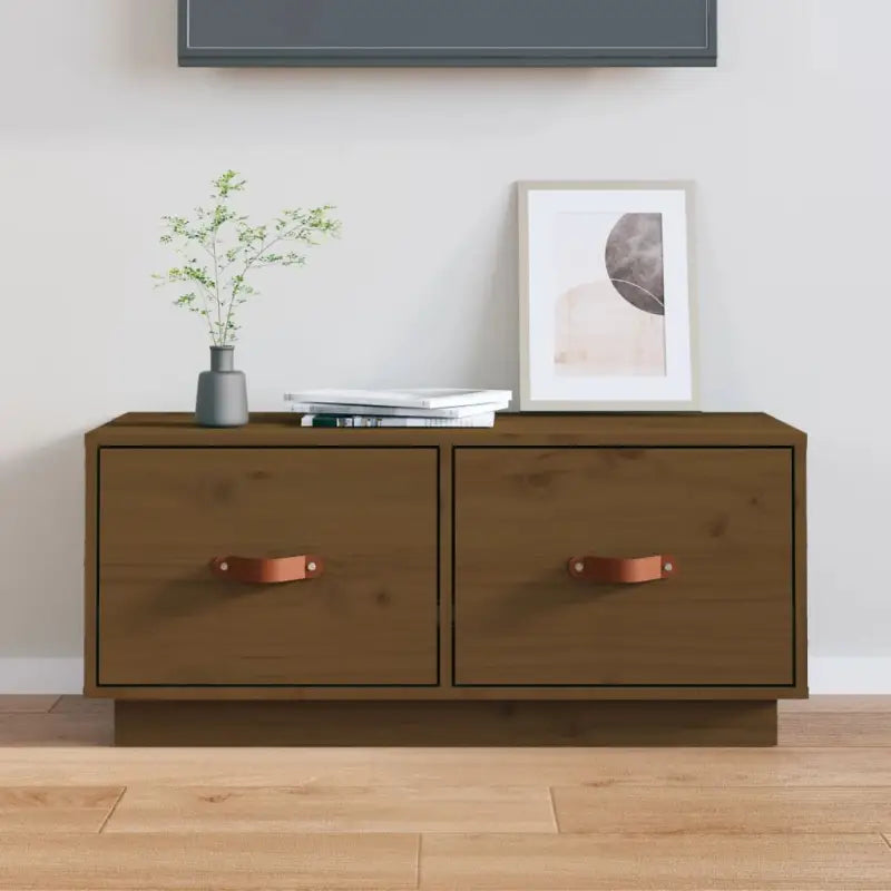 Houten TV-meubel van massief grenenhout met trendy vormgeving - Honingbruin / 1 - Tv-meubels