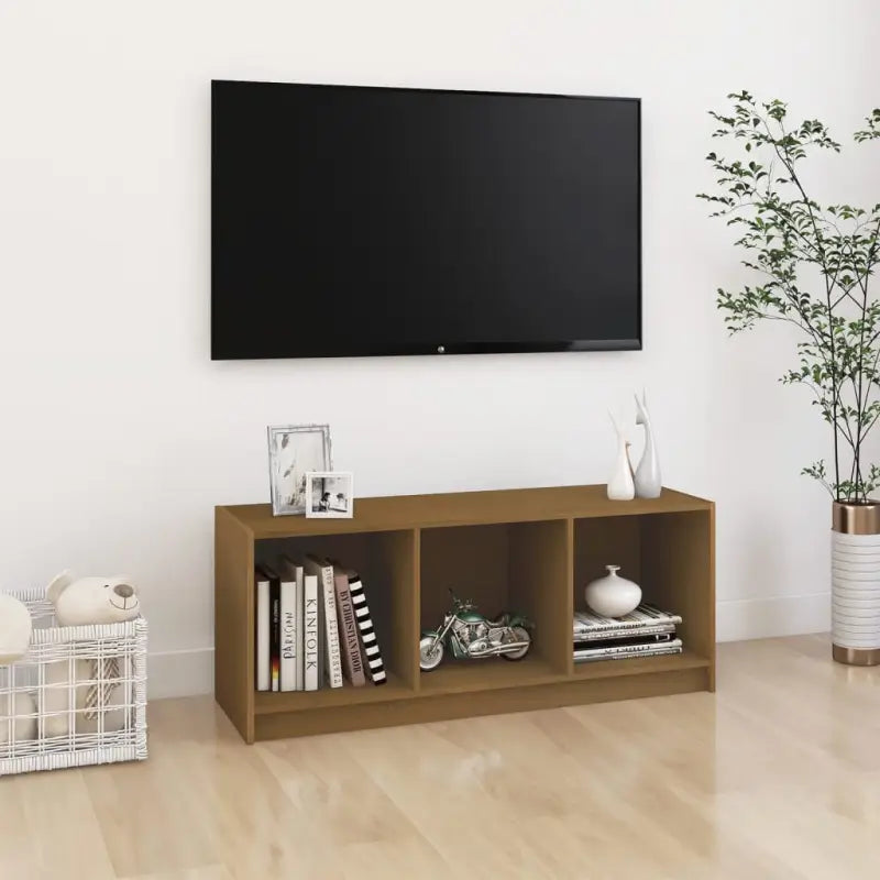 Houten Tv-meubel van massief grenenhout voor elegante inrichting - Honingbruin / 1 - Tv-meubels