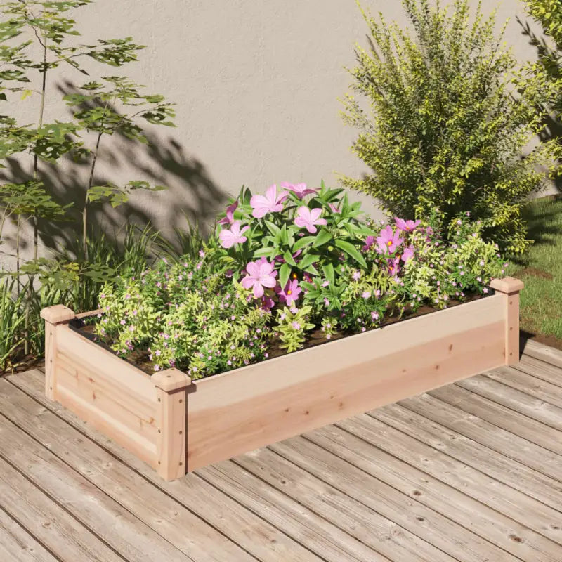 Houten verhoogd plantenbak van massief vurenhout met open bodem - Naturel / 120 x 60 x 25 cm / 1 - Bloempotten &