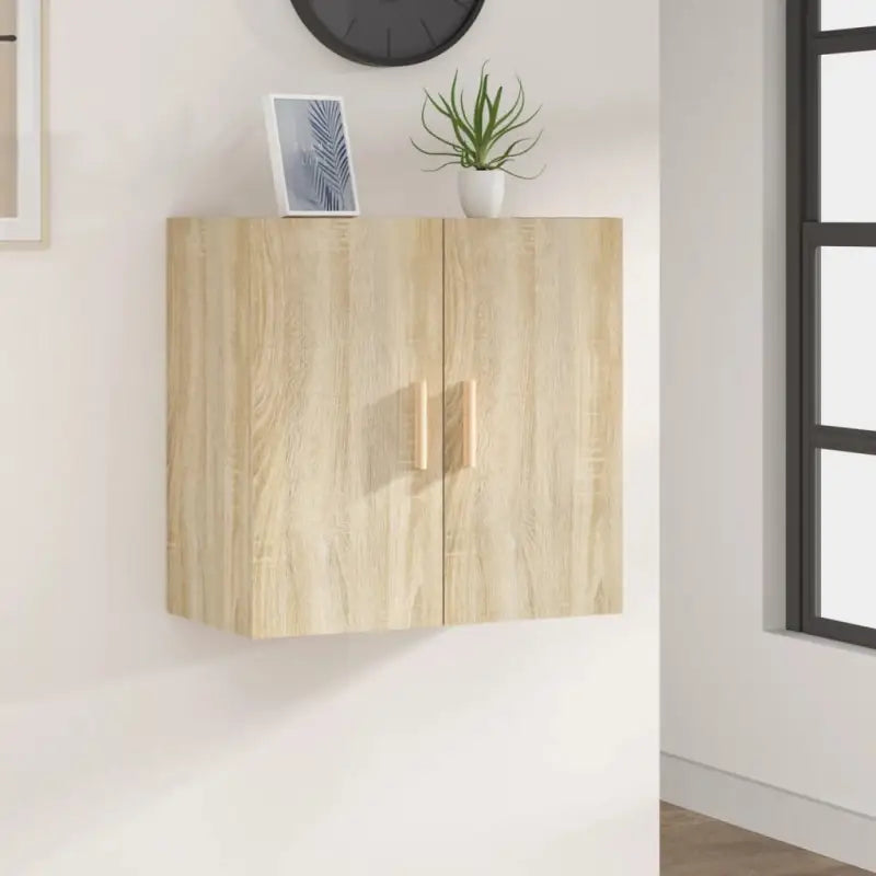Houten wandkast met Scandinavische charme in grijs Sonoma bewerkt hout - Sonoma eiken / 1 - Opbergkasten & lockerkasten