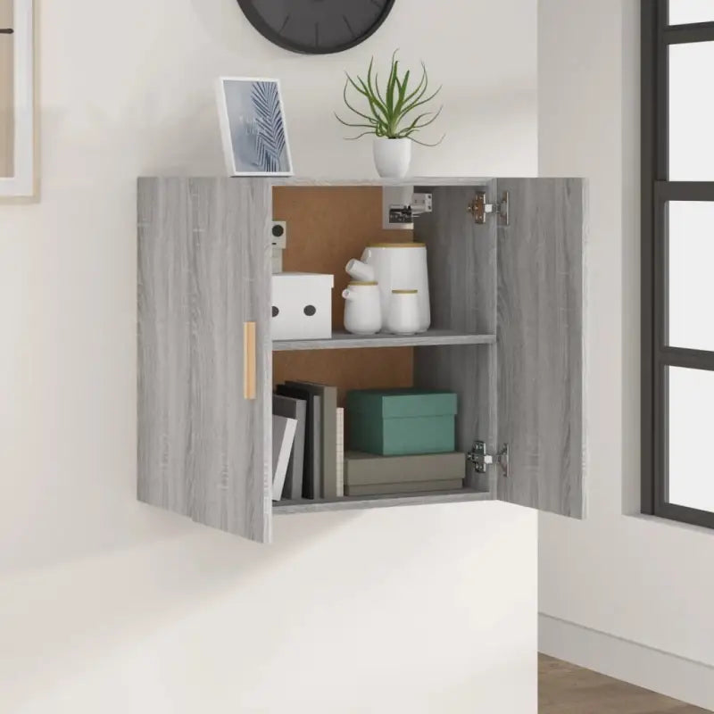 Houten wandkast met Scandinavische charme in grijs Sonoma bewerkt hout - Opbergkasten & lockerkasten