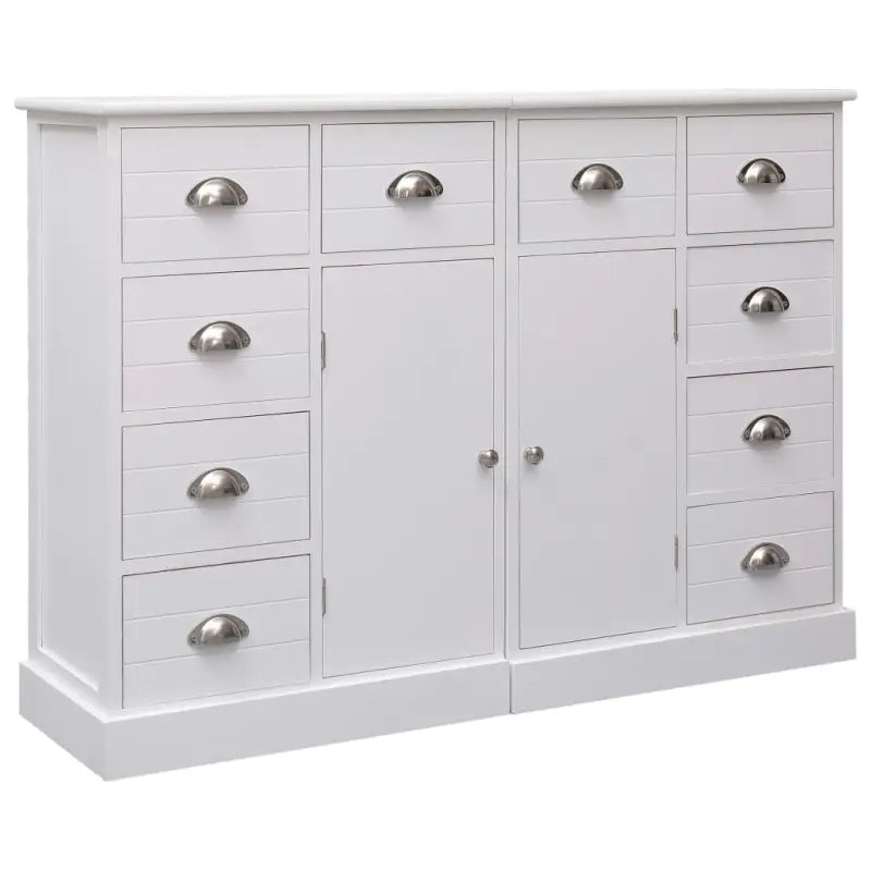Individuele dressoirs of één set levering bevat in trendy houten design - wit lattenpatroon / 1 - Dressoirs &