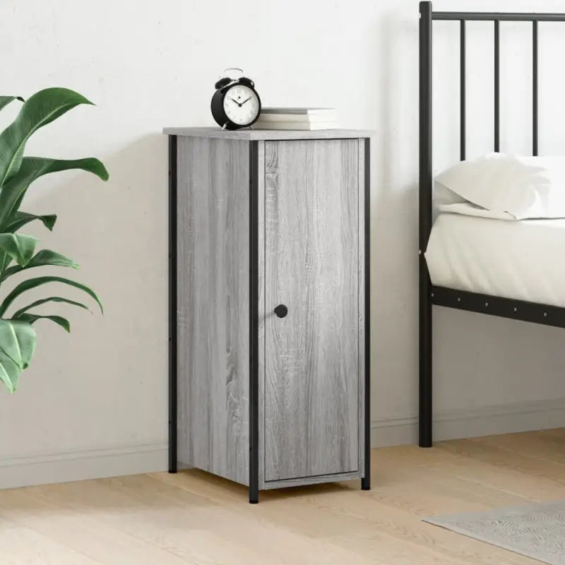 Industrieel nachtkastje van bewerkt hout met verstelbare poten in grijs sonoma - Nachtkastjes