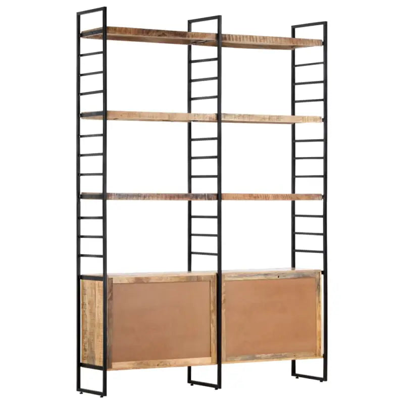 Industriële Boekenkast met Gepoedercoat IJzeren Frame en Ruw Mangohout - 1 / Ruw mangohout - Boekenkasten