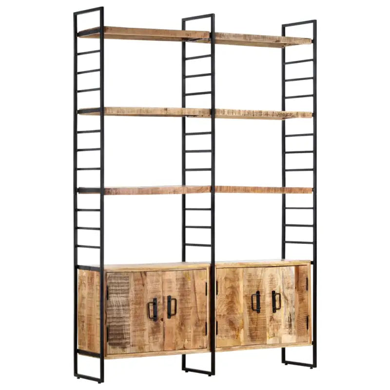 Industriële Boekenkast met Gepoedercoat IJzeren Frame en Ruw Mangohout - 1 / Ruw mangohout - Boekenkasten