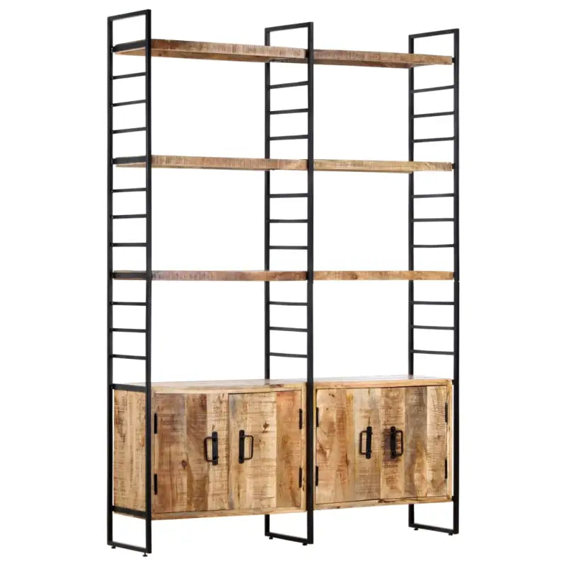 Industriële Boekenkast met Gepoedercoat IJzeren Frame en Ruw Mangohout - 1 / Ruw mangohout - Boekenkasten