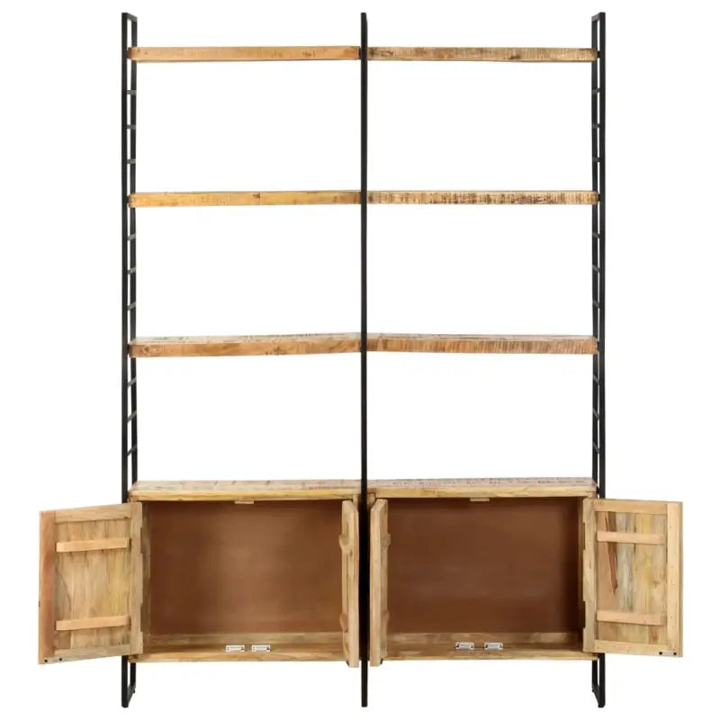 Industriële Boekenkast met Gepoedercoat IJzeren Frame en Ruw Mangohout - 1 / Ruw mangohout - Boekenkasten