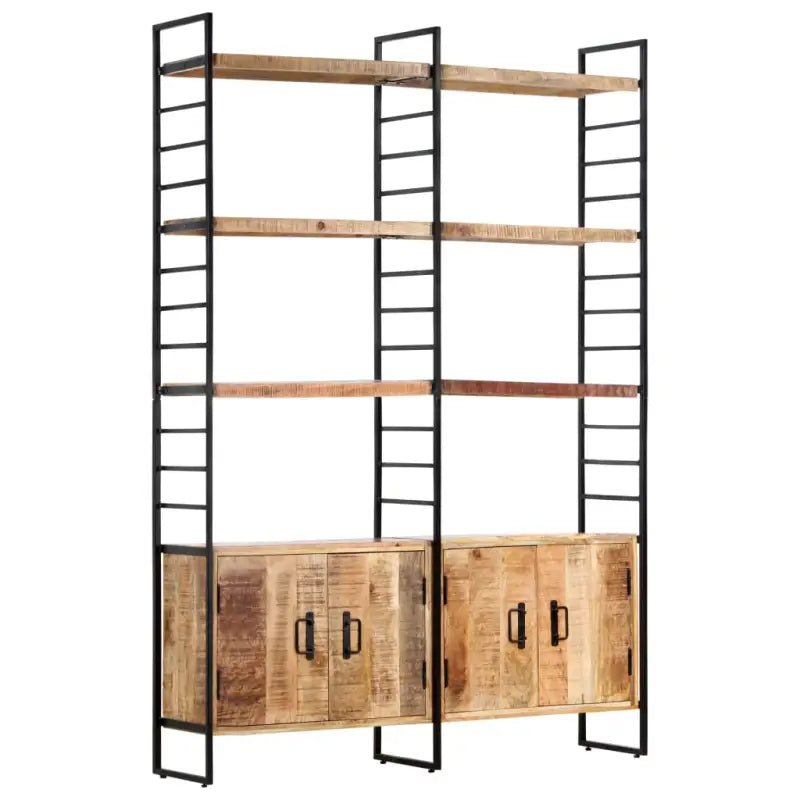 Industriële Boekenkast met Gepoedercoat IJzeren Frame en Ruw Mangohout - 1 / Ruw mangohout - Boekenkasten