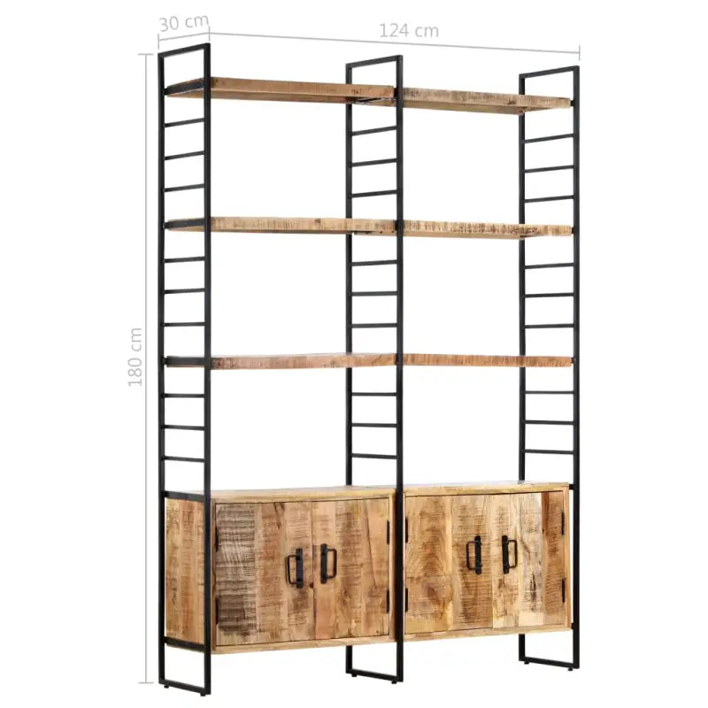 Industriële Boekenkast met Gepoedercoat IJzeren Frame en Ruw Mangohout - 1 / Ruw mangohout - Boekenkasten