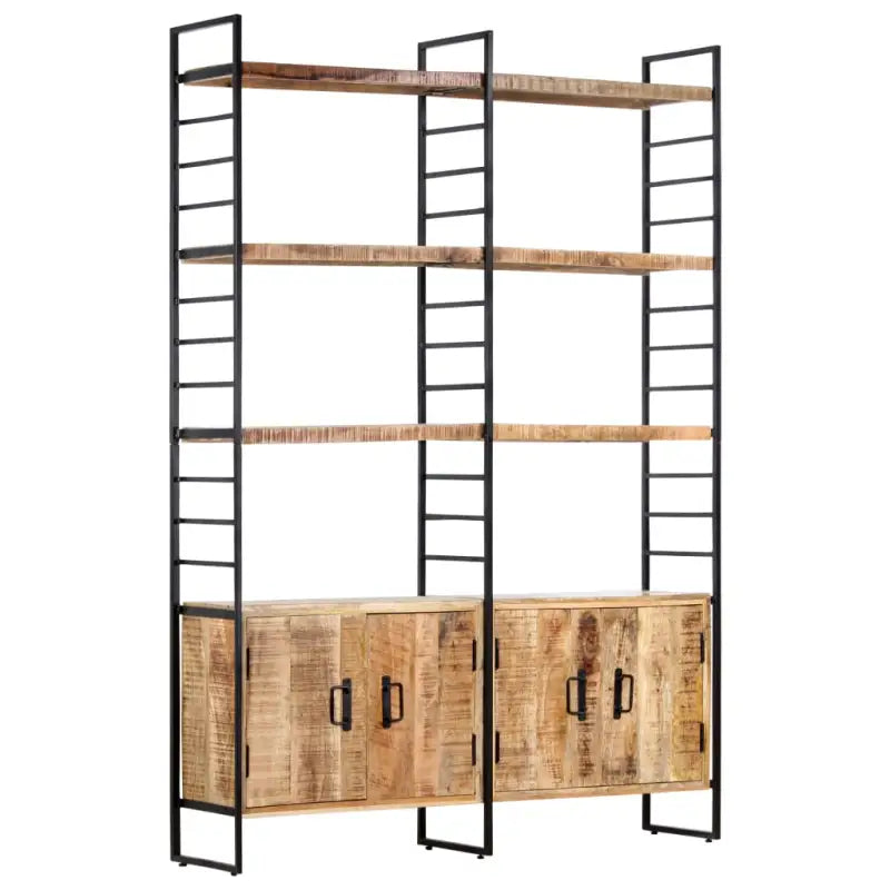 Industriële Boekenkast met Gepoedercoat IJzeren Frame en Ruw Mangohout - 1 / Ruw mangohout - Boekenkasten