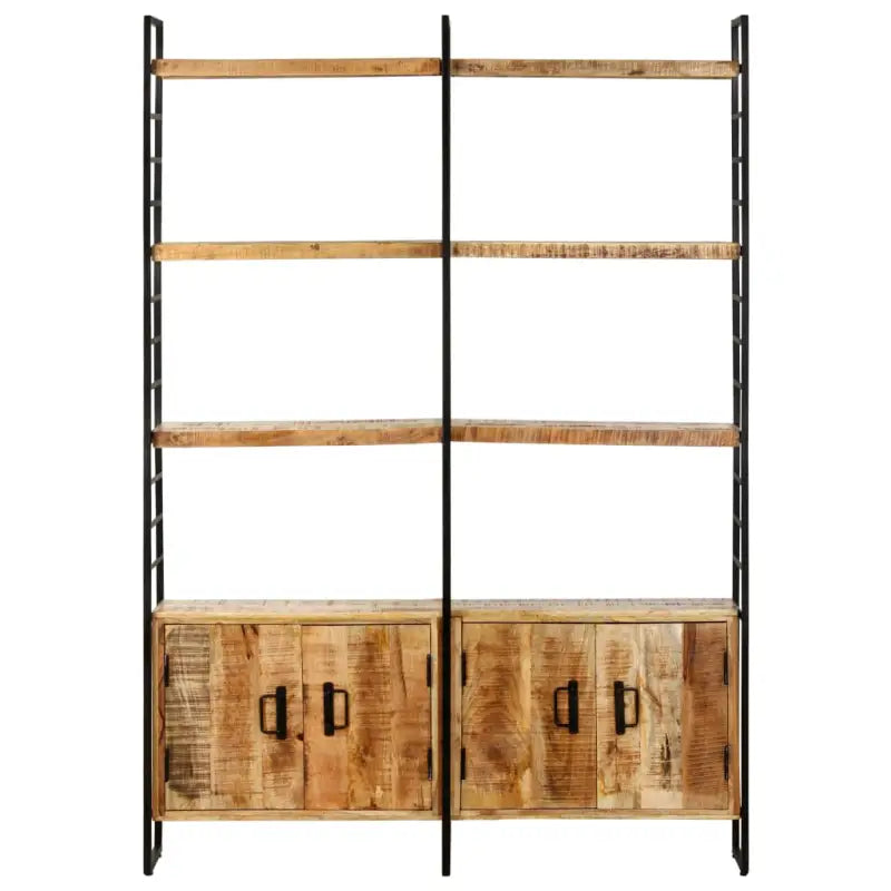 Industriële Boekenkast met Gepoedercoat IJzeren Frame en Ruw Mangohout - 1 / Ruw mangohout - Boekenkasten
