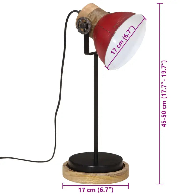 Industriële bureaulamp van massief mangohout met E27 fitting - Lampen