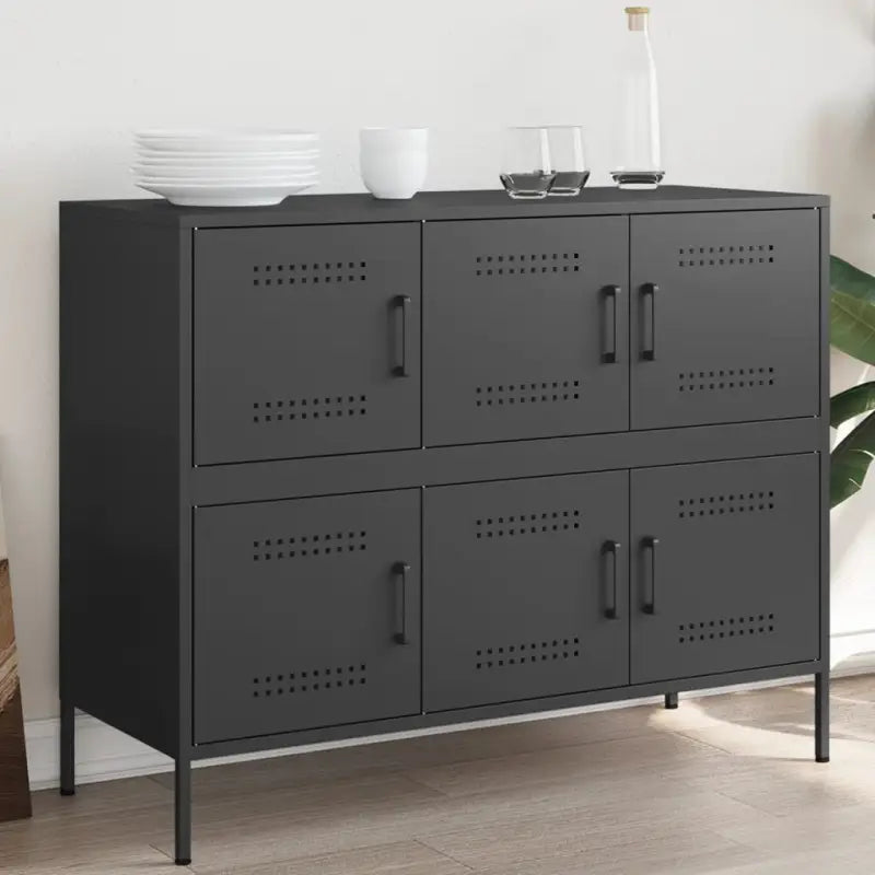 Industriële dressoir met koudgewalst staal en verstelbare schroefpoten - Zwart / 1 - Dressoirs & buffetkasten