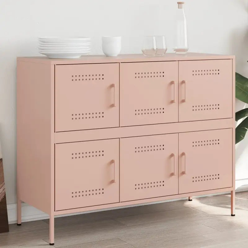 Industriële dressoir met koudgewalst staal en verstelbare schroefpoten - Roze / 1 - Dressoirs & buffetkasten