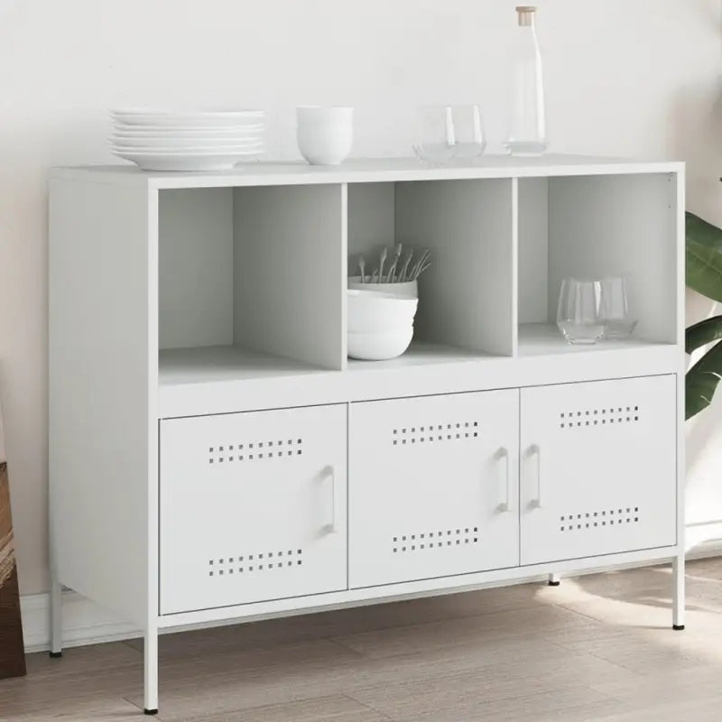 Industriële dressoir met koudgewalst staal en verstelbare schroefpoten - Wit / 1 - Dressoirs & buffetkasten