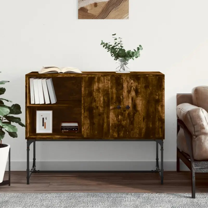 Industriële dressoir met metalen poten en bewerkt hout - Gerookt eiken / 1 - Dressoirs & buffetkasten