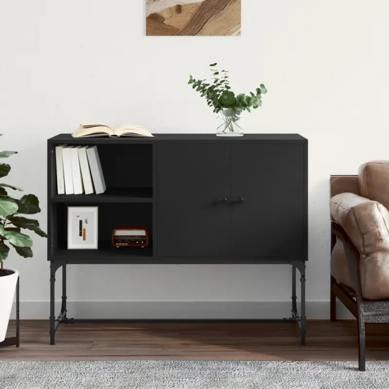 Industriële dressoir met metalen poten en bewerkt hout - Zwart / 1 - Dressoirs & buffetkasten