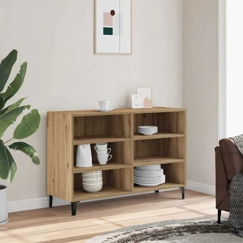 Industriële dressoir van bewerkt hout met metalen poten - artisanaal eikenkleurig / 1 - Dressoirs & buffetkasten