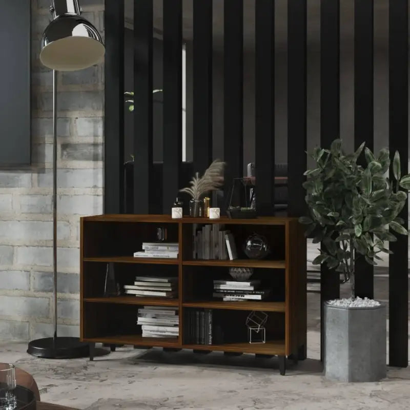 Industriële dressoir van bewerkt hout met metalen poten - bruin eikenkleur / 1 - Dressoirs & buffetkasten