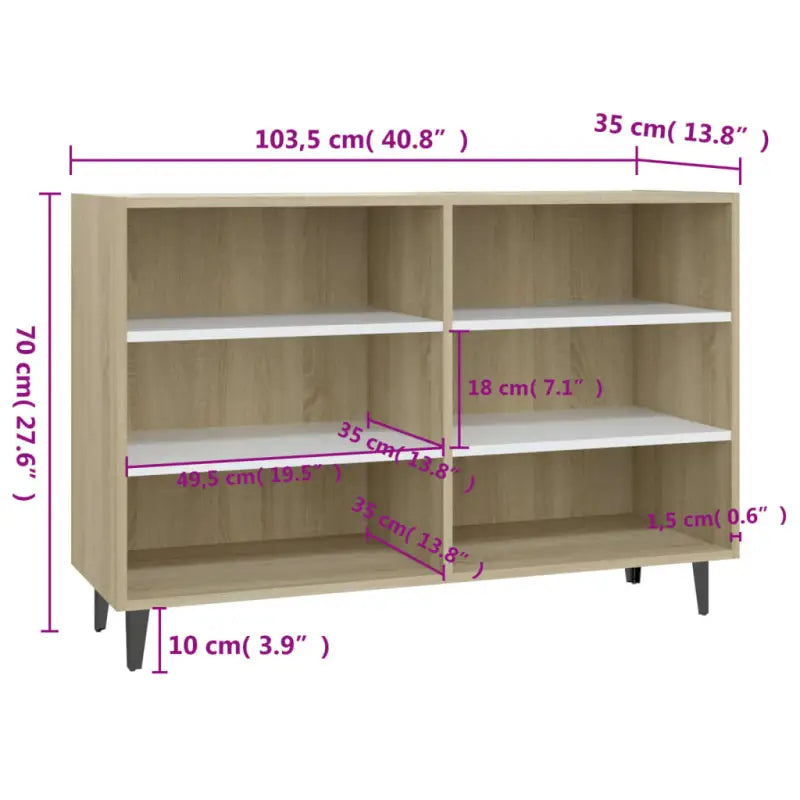 Industriële dressoir van bewerkt hout met metalen poten - Dressoirs & buffetkasten