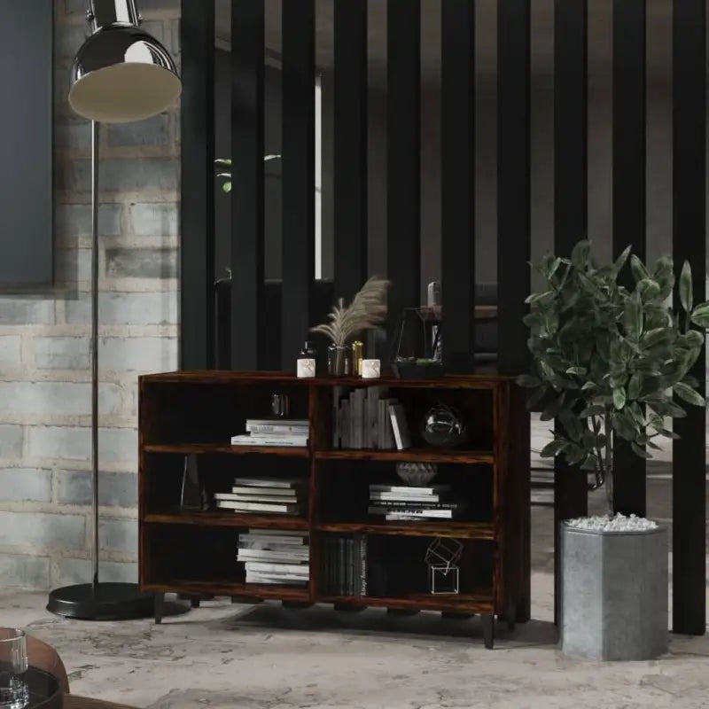 Industriële dressoir van bewerkt hout met metalen poten - Gerookt eiken / 1 - Dressoirs & buffetkasten