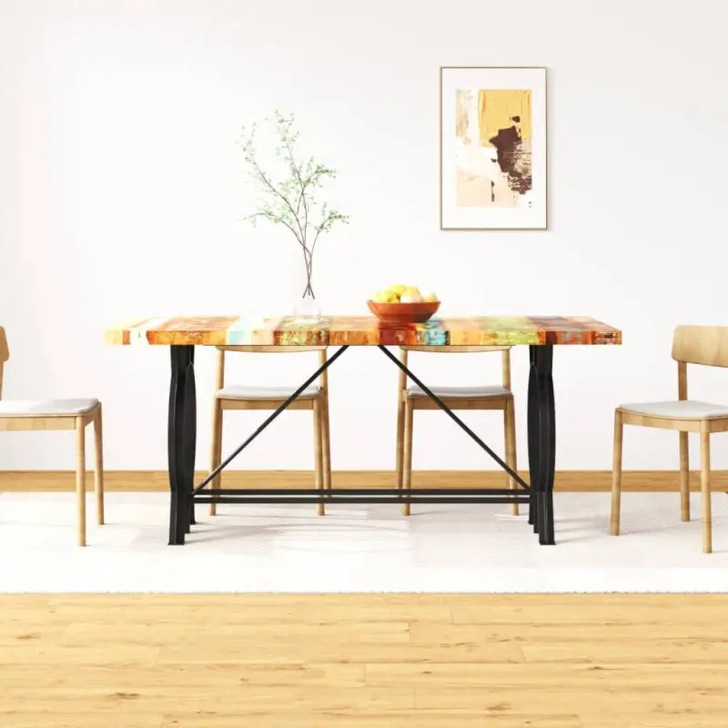 Industriële eetkamertafel met stalen poten en massief mangohout - Multikleur / 1 - Eettafels
