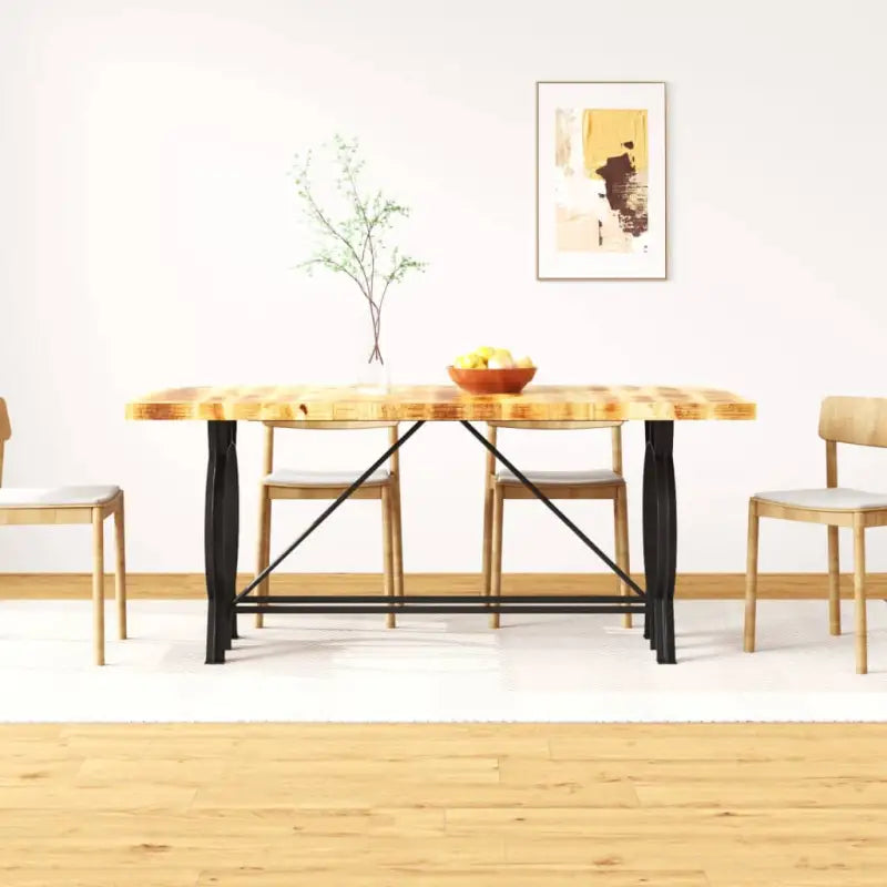 Industriële eetkamertafel met stalen poten en massief mangohout - Bruin / 1 - Eettafels