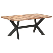 Industriële eettafel van massief acaciahout met honingkleurige afwerking - Eettafels