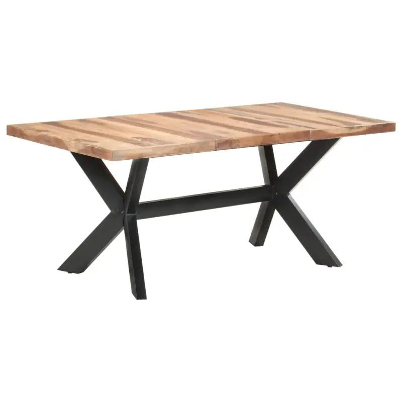 Industriële eettafel van massief acaciahout met honingkleurige afwerking - Eettafels