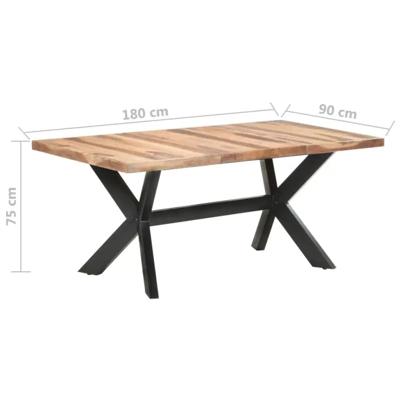 Industriële eettafel van massief acaciahout met honingkleurige afwerking - Eettafels