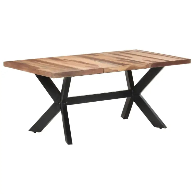 Industriële eettafel van massief acaciahout met honingkleurige afwerking - Eettafels