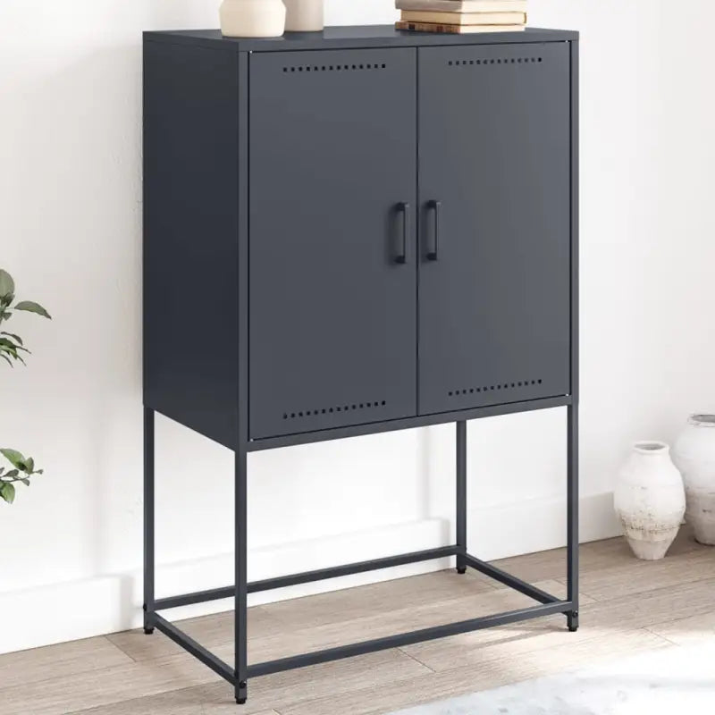 Industriële hoge kast voor woon- of slaapkamer met robuust staal - Antraciet / 1 - Dressoirs & buffetkasten