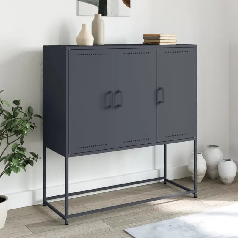 Industriële hoge kast voor woonkamer of slaapkamer - Antraciet / 1 - Dressoirs & buffetkasten