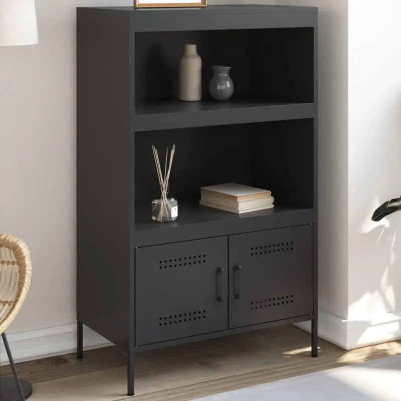 Industriële hoge kast voor woonkamer of slaapkamer duurzame stijl - Zwart / 1 - Dressoirs & buffetkasten