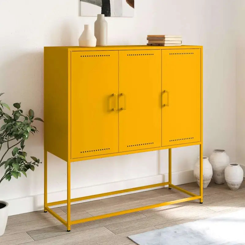 Industriële hoge kast voor woonkamer of slaapkamer - Geel / 1 - Dressoirs & buffetkasten