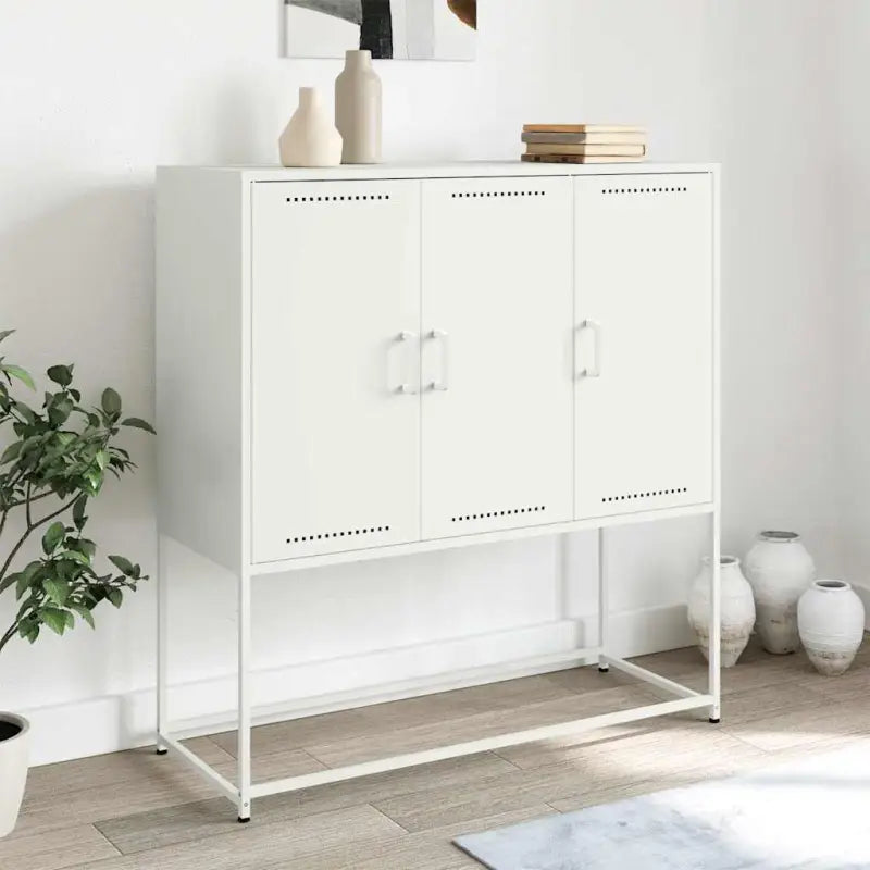 Industriële hoge kast voor woonkamer of slaapkamer - Wit / 1 - Dressoirs & buffetkasten