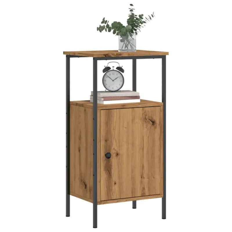 Industriële nachtkastje met bewerkt hout en verstelbare poten - artisanaal eikenkleurig / 1 - Nachtkastjes