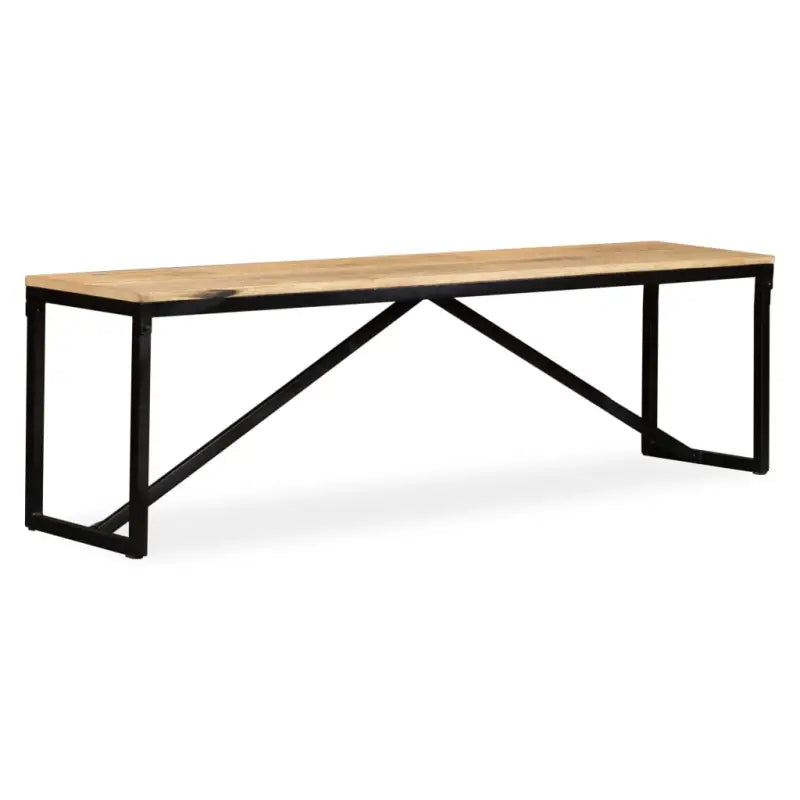 Industriële opbergbank met massief mangohout en stalen poten - Bruin / 160 x 35 x 45 cm - Opberg- & halbankjes