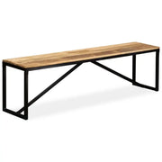 Industriële opbergbank met massief mangohout en stalen poten - Bruin / 160 x 35 x 45 cm - Opberg- & halbankjes