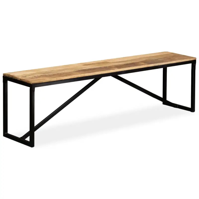 Industriële opbergbank met massief mangohout en stalen poten - Bruin / 160 x 35 x 45 cm - Opberg- & halbankjes