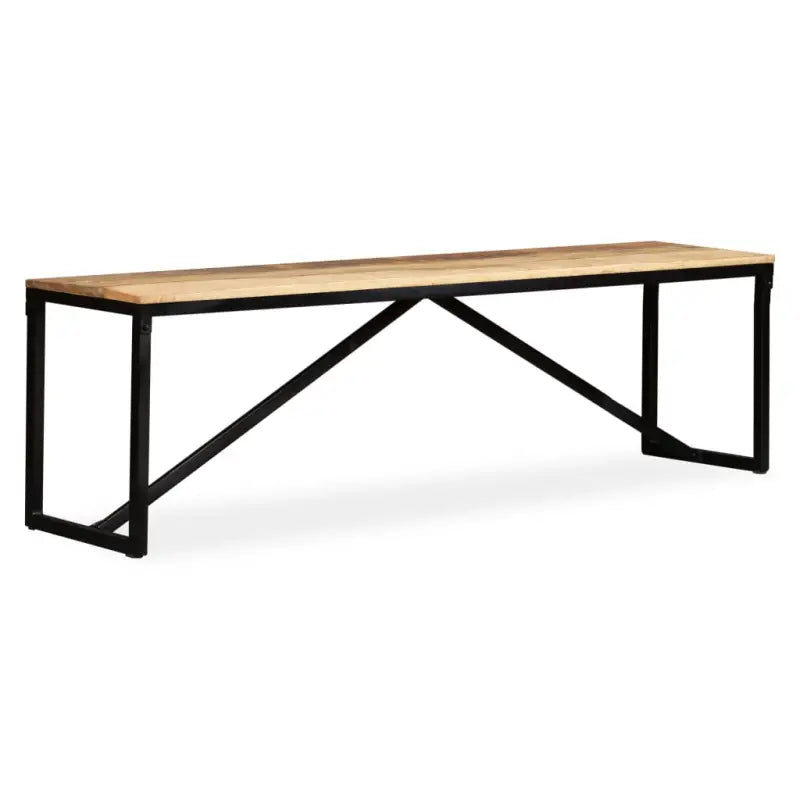 Industriële opbergbank met massief mangohout en stalen poten - Bruin / 160 x 35 x 45 cm - Opberg- & halbankjes