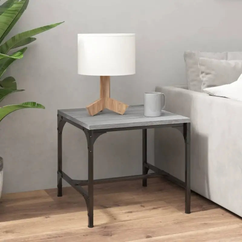 Industriële salontafel met bewerkt hout en aanpasbare poten - Grijs sonoma / 50 x 50 x 35 cm / 1 - Salontafels