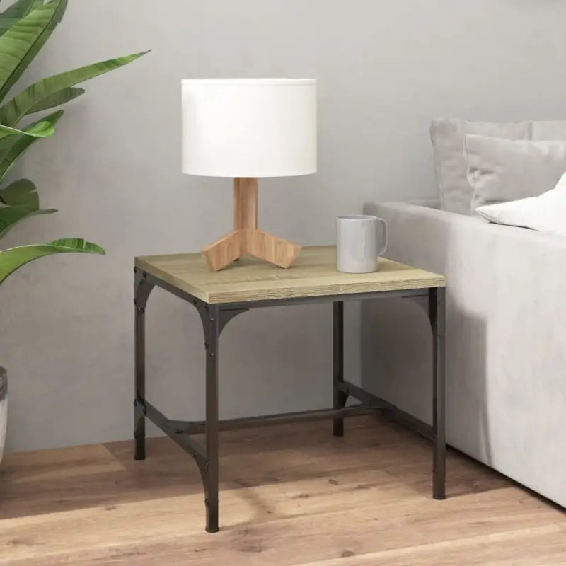 Industriële salontafel met bewerkt hout en aanpasbare poten - Sonoma eiken / 50 x 50 x 35 cm / 1 - Salontafels