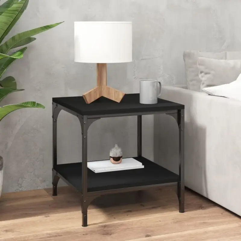 Industriële salontafel met bewerkt hout en aanpasbare poten - Zwart / 50 x 50 x 40 cm / 1 - Salontafels