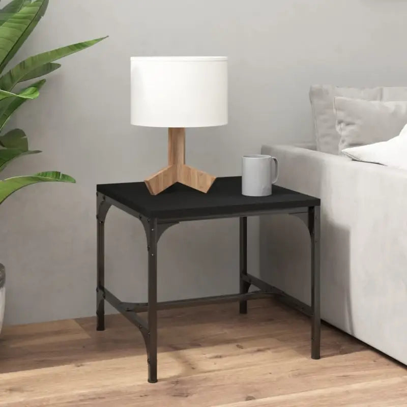 Industriële salontafel met bewerkt hout en aanpasbare poten - Zwart / 40 x 40 x 35 cm / 1 - Salontafels
