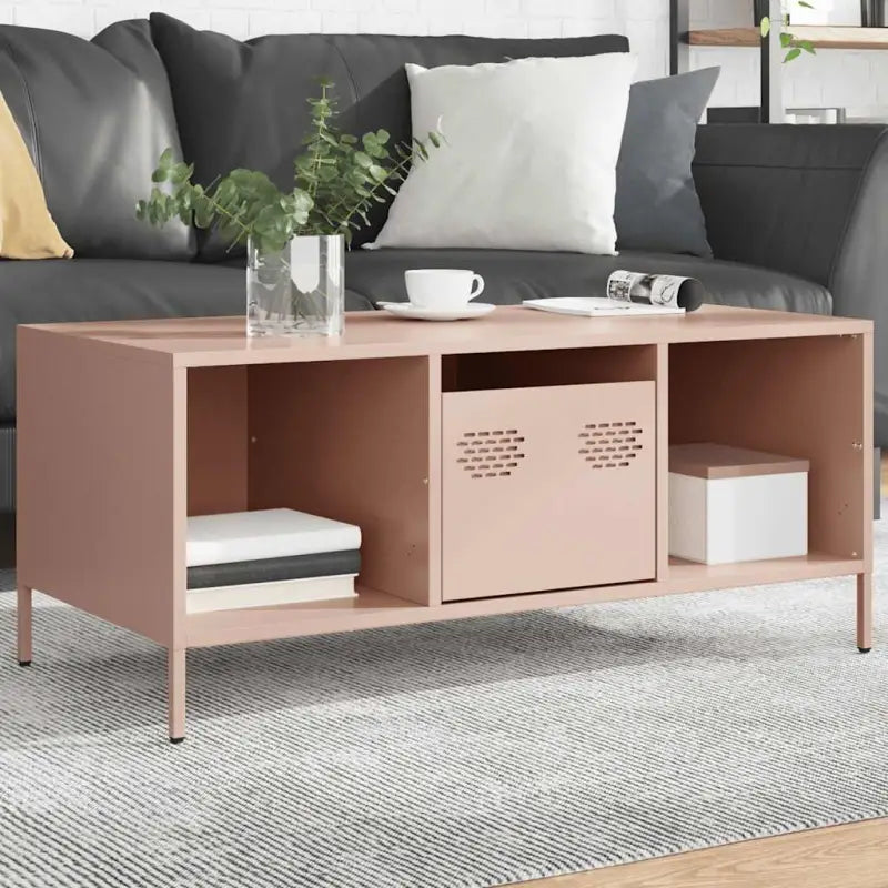 Industriële salontafel met koudgewalst staal en verstelbare schroefpoten - Roze / 1 - Salontafels