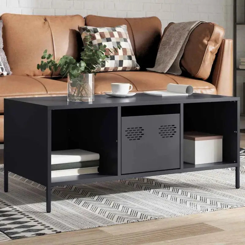 Industriële salontafel met koudgewalst staal en verstelbare schroefpoten - Antraciet / 1 - Salontafels