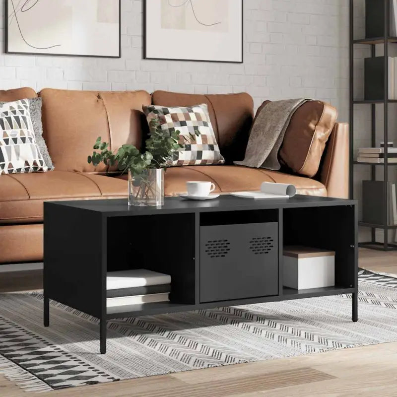 Industriële salontafel met koudgewalst staal en verstelbare schroefpoten - Zwart / 1 - Salontafels