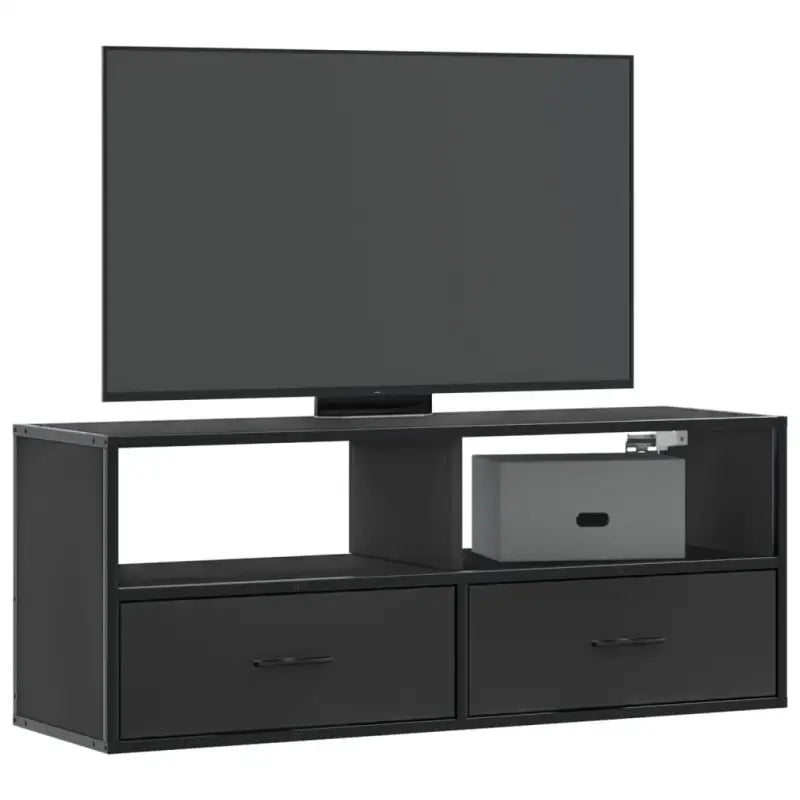 Industriële TV-Meubel van Bewerkt Hout met Stalen Frame - Zwart / 1 / 100 cm - Tv-meubels