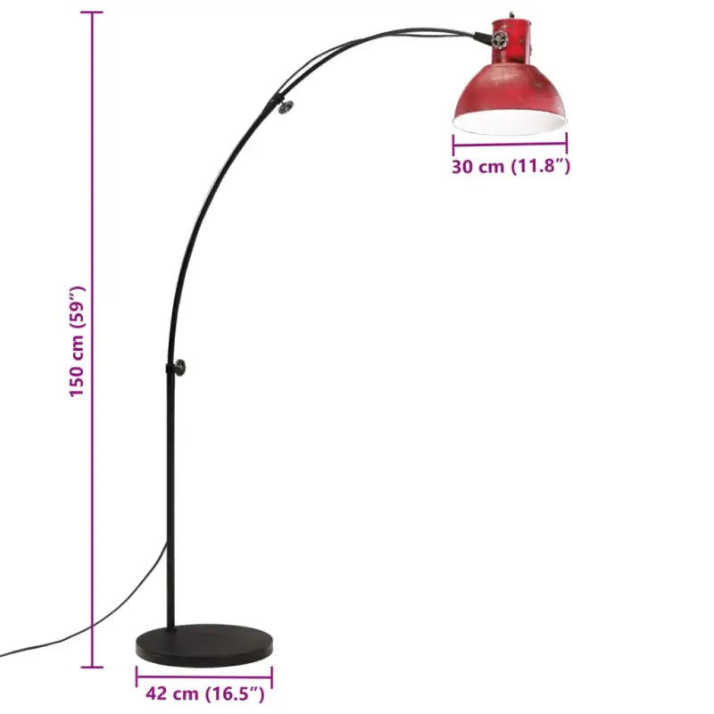 Industriële vloerlamp met E27 fitting in verweerd rood stijl - Lampen